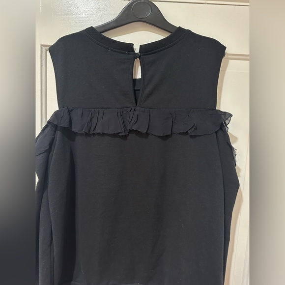 Halogen black ruffle cold shoulder sweatshirt top blouse sweater - Picture 11 of 11